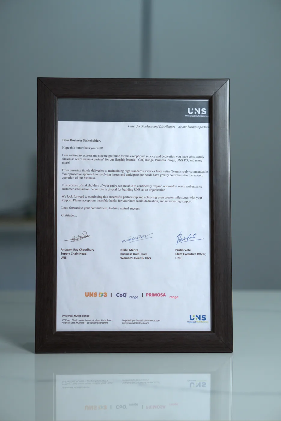Certificate of Appreciation