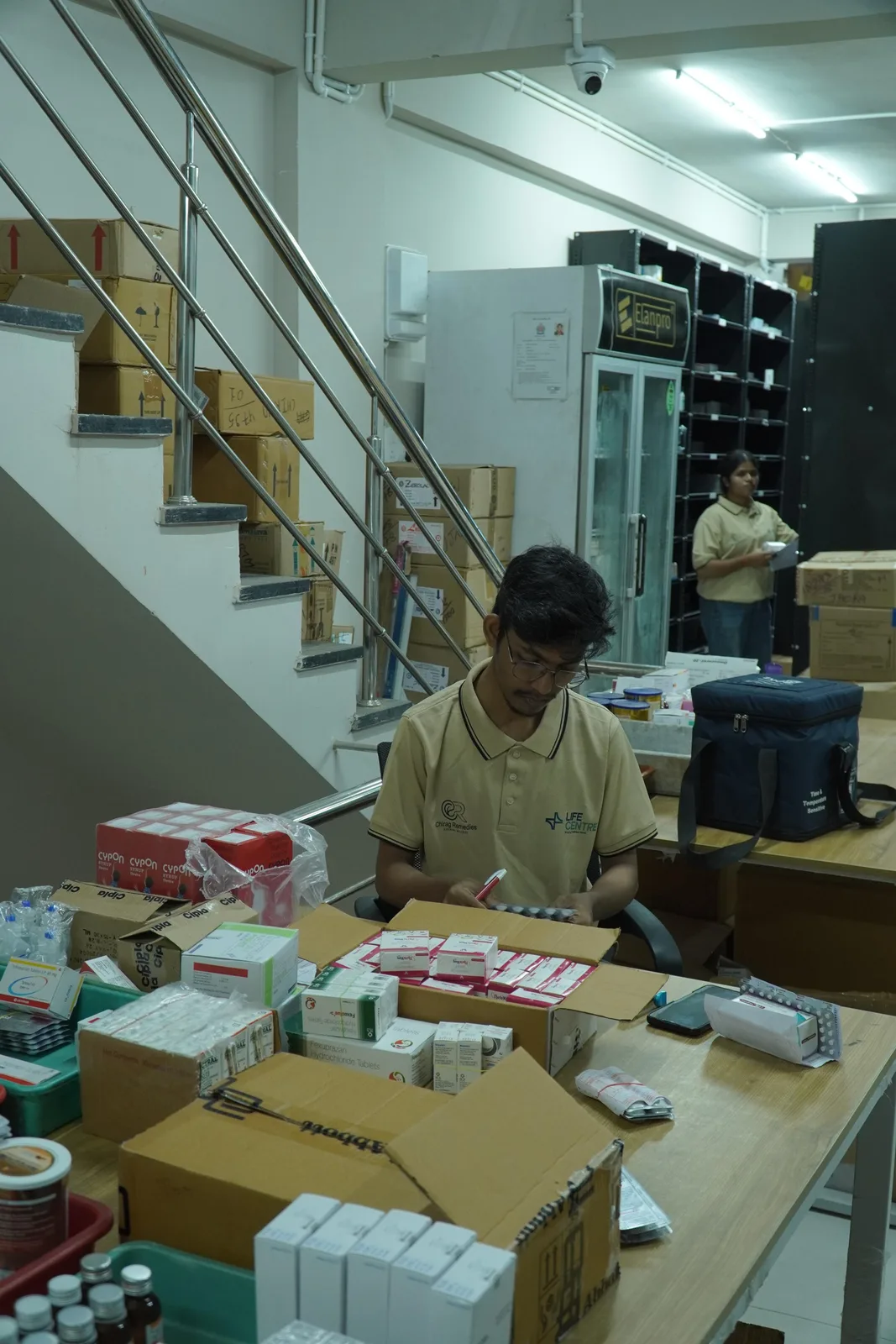 Staff packing pharmaceutical stock at the Indore facility