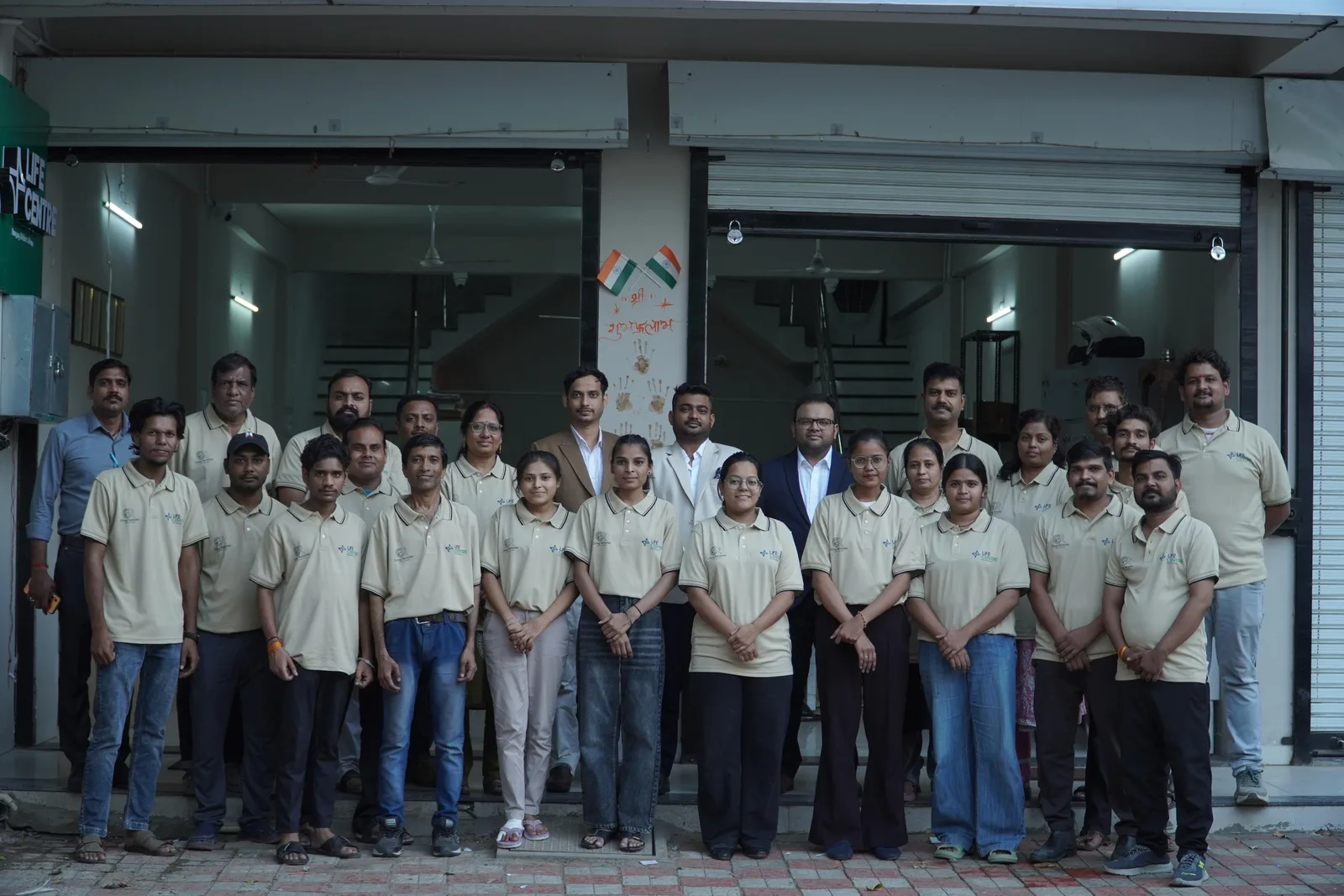 The Chirag Remedies and Life Centre team outside the facility